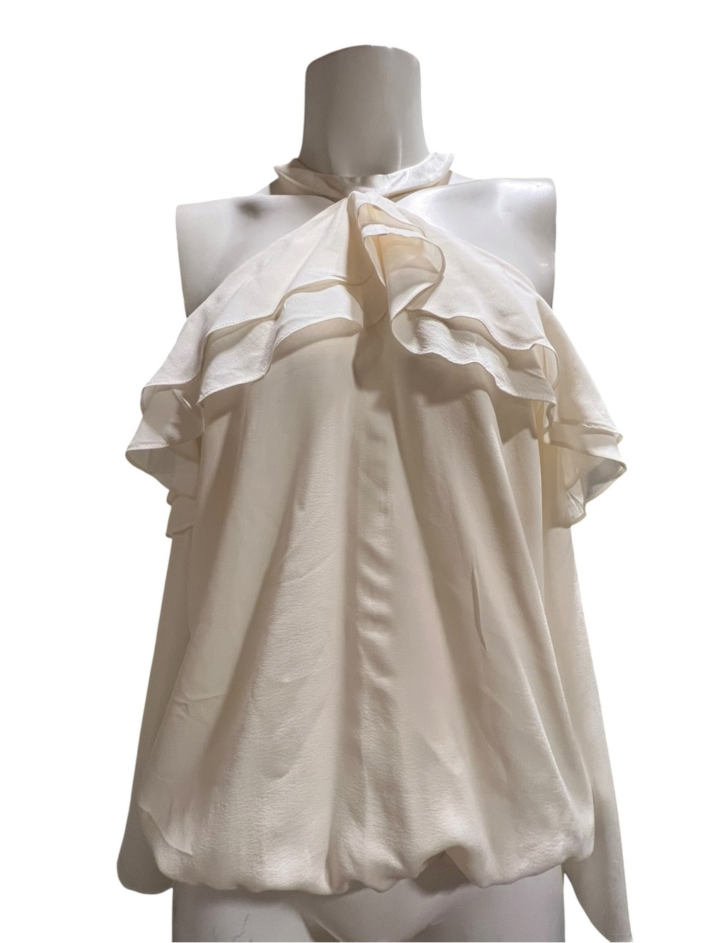 Alice + Olivia Ivory Ruffle Halter blouse